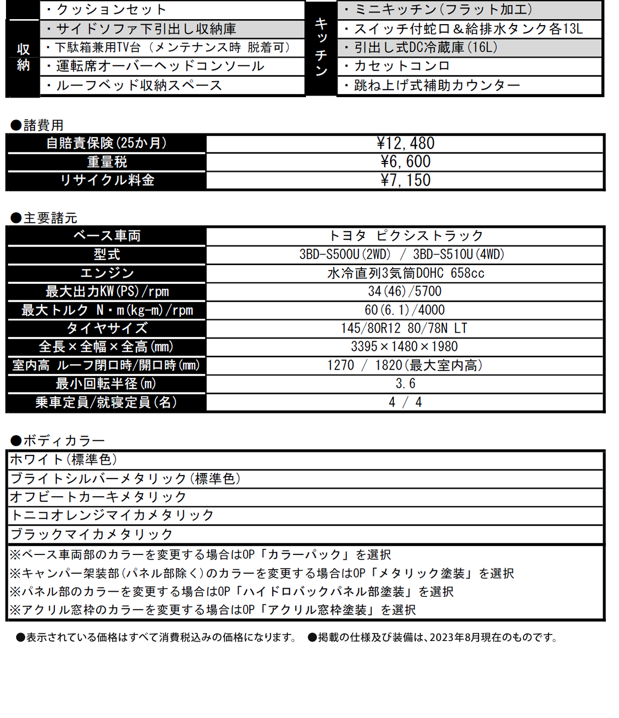 バロッコTパッケージ　価格表